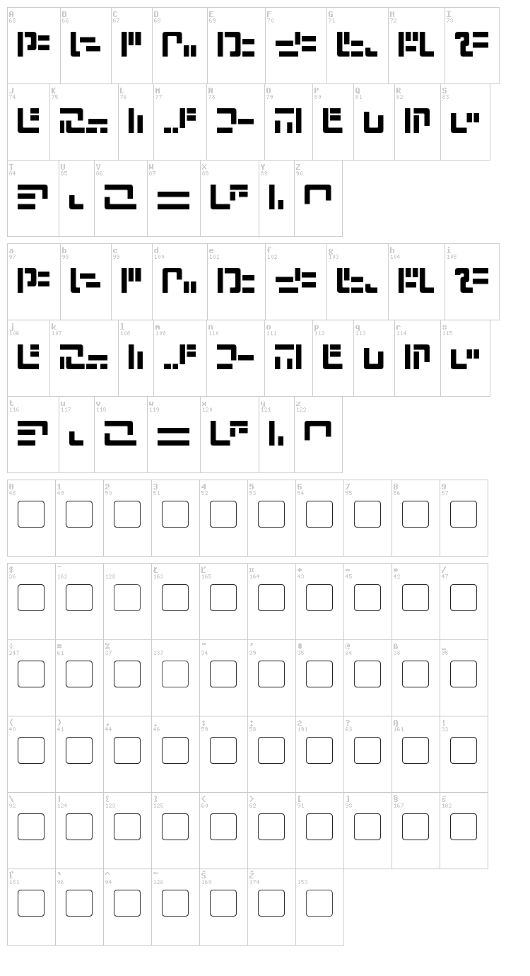 Modern Iaconic font map